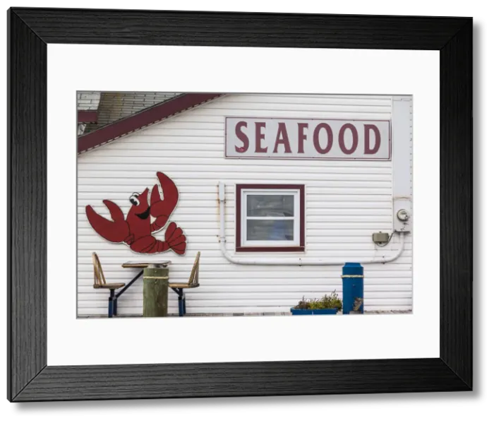 Framed Print : Canada, Prince Edward Island, Summerside, lobster cartoon on wall of seafood restaurant Framed Print : Canada, Prince Edward Island, Summerside, lobster cartoon on wall of seafood restaurant