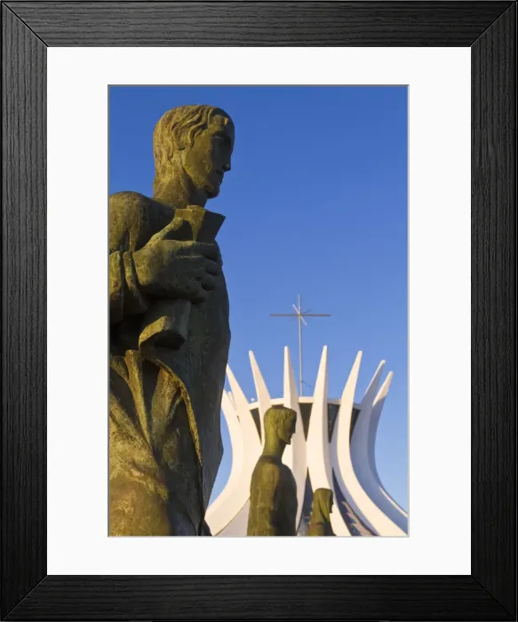 Framed Print : Brazil, Distrito Federal-Brasilia, Brasilia, Bronze sculptures representing