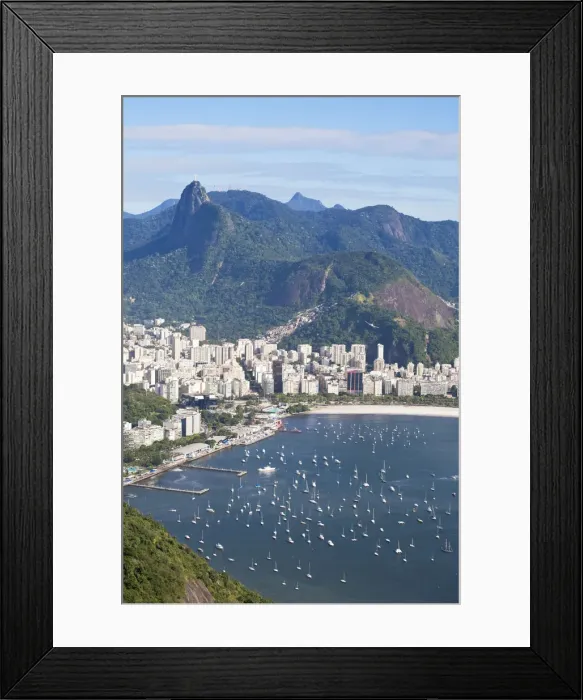 Framed Print : Brazil, Rio De Janeiro, Urca, Sugar Loaf Mountain, View of Botafogo Bay and Chirst