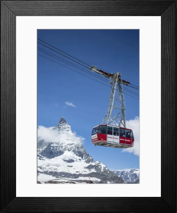 Framed Print : Cable car to Klein Matterhorn & Matterhorn, Zermatt, Valais, Switzerland Framed Print : Cable car to Klein Matterhorn & Matterhorn, Zermatt, Valais, Switzerland