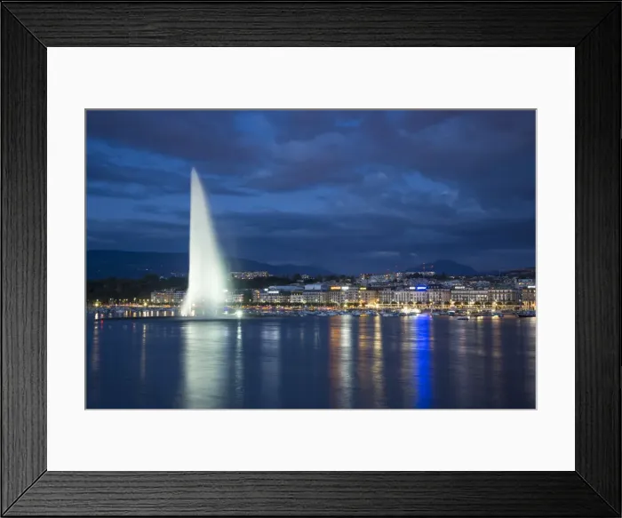 Framed Print : Jet d eau on Lake Geneva, Geneva, Switzerland
