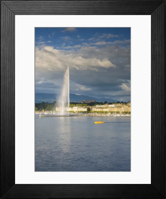 Framed Print : Jet d eau on Lake Geneva, Geneva, Switzerland