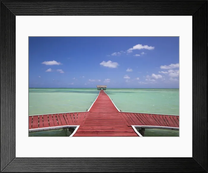 Framed Print : Cuba, Jardines del Rey, Cayo Guillermo, Playa El Paso, Wooden red jetty Framed Print : Cuba, Jardines del Rey, Cayo Guillermo, Playa El Paso, Wooden red jetty