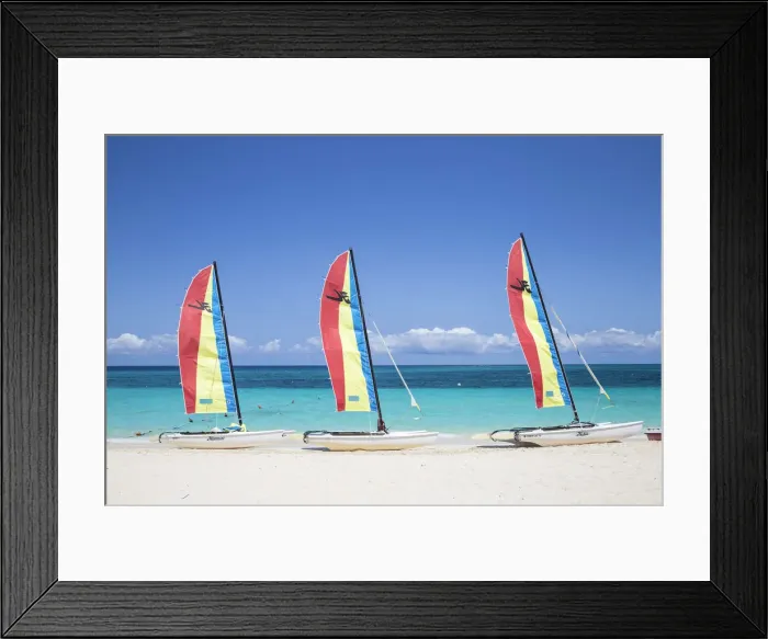 Framed Print : Cuba, Holguin Province, Catamarans on Playa Esmeralda Framed Print : Cuba, Holguin Province, Catamarans on Playa Esmeralda