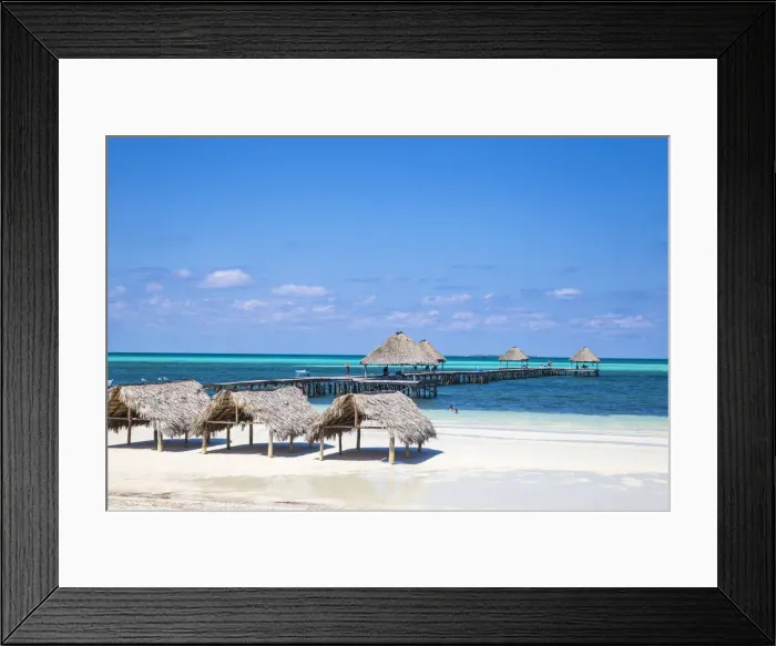 Framed Print : Cuba, Jardines del Rey, Cayo Guillermo, Playa El Paso, Wooden pier