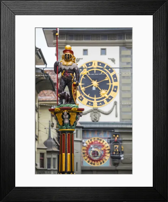 Framed Print : Zahringen fountain & Zytglogge (Clock Tower), Kramgasse, Bern, Berner Oberland Framed Print : Zahringen fountain & Zytglogge (Clock Tower), Kramgasse, Bern, Berner Oberland