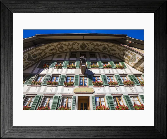 Framed Print : Traditional hotel, Emmental Valley, Berner Oberland, Switzerland Framed Print : Traditional hotel, Emmental Valley, Berner Oberland, Switzerland