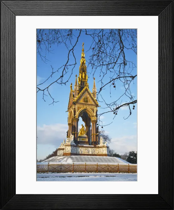 Framed Print : England, London, Kensington, Kensington Gardens, Albert Memorial on a snowy day Framed Print : England, London, Kensington, Kensington Gardens, Albert Memorial on a snowy day
