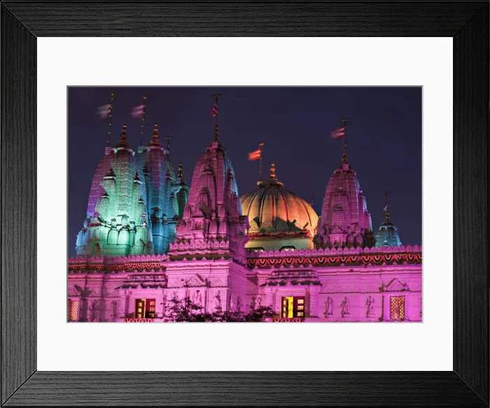 Framed Print : England, London, Neasdon, Shri Swaminarayan Mandir Temple illuminated for Hindu Festival Framed Print : England, London, Neasdon, Shri Swaminarayan Mandir Temple illuminated for Hindu Festival