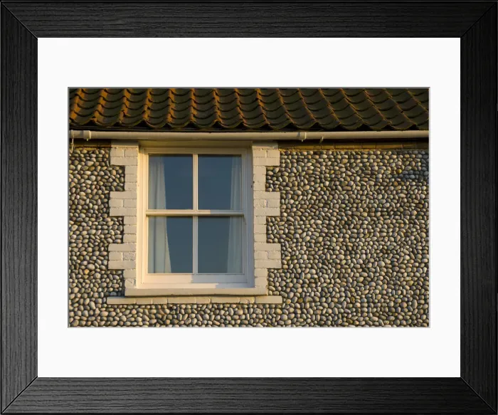 Framed Print : UK, England, Norfolk, Blakeney, Traditional flint walled houses