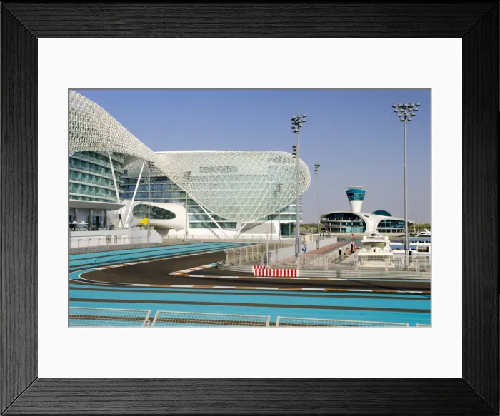 Framed Print : United Arab Emirates, Abu Dhabi, Yas Island, The Yas Hotel and Yas Marina Grand Prix Framed Print : United Arab Emirates, Abu Dhabi, Yas Island, The Yas Hotel and Yas Marina Grand Prix