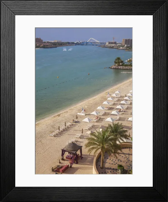 Framed Print : United Arab Emirates, Abu Dhabi, Khor Al Maqta, View of Canal and private beach of Framed Print : United Arab Emirates, Abu Dhabi, Khor Al Maqta, View of Canal and private beach of