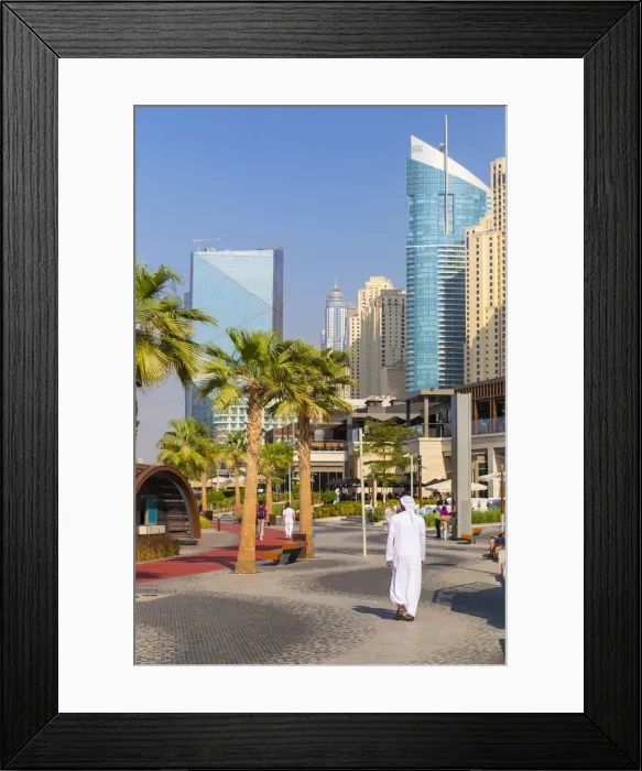 Framed Print : UAE, Dubai, Dubai Marina, Marina Promenade
