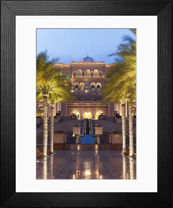 Framed Print : Water fountains in front of the Emirates Palace Hotel, Abu Dhabi, United Arab Emirates