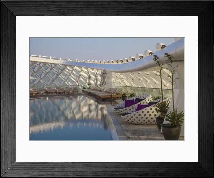 Framed Print : United Arab Emirates, Abu Dhabi, Yas Island, Rooftop Swimming pool at Yas Viceroy Hotel Framed Print : United Arab Emirates, Abu Dhabi, Yas Island, Rooftop Swimming pool at Yas Viceroy Hotel