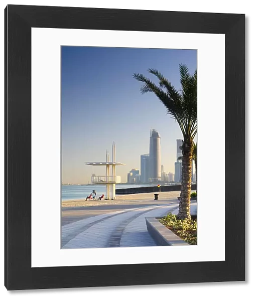United Arab Emirates, Abu Dhabi, Corniche, Lifeguards and Skyline