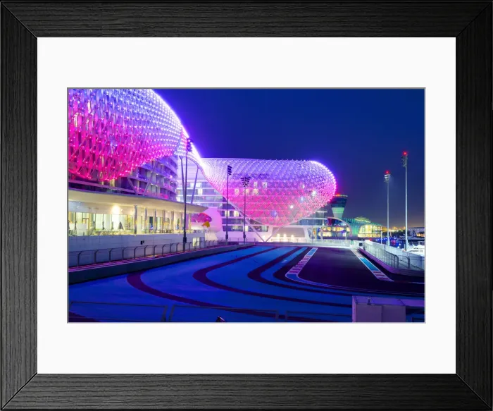 Framed Print : United Arab Emirates, Abu Dhabi, Yas Island, The Yas Hotel and Yas Marina Grand Prix