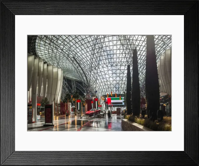 Framed Print : UAE, Abu Dhabi, Yas Island, Ferrari World Amusement Park, entrance Framed Print : UAE, Abu Dhabi, Yas Island, Ferrari World Amusement Park, entrance