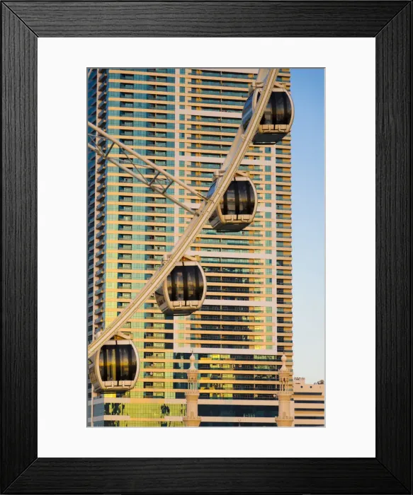 Framed Print : United Arab Emirates, Sharjah, Al Qasba Area, Eye of the Emirates wheel beside Qanat Framed Print : United Arab Emirates, Sharjah, Al Qasba Area, Eye of the Emirates wheel beside Qanat