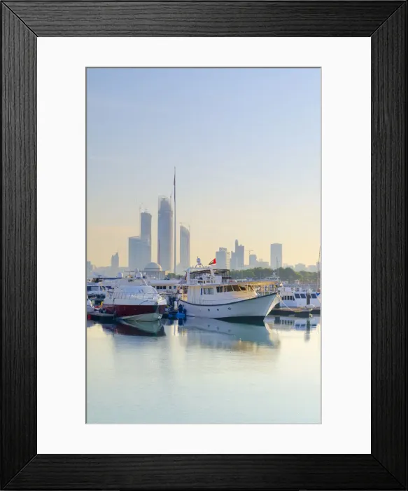 Framed Print : United Arab Emirates, Abu Dhabi, City Skyline from Abu Dhabi International Marine Framed Print : United Arab Emirates, Abu Dhabi, City Skyline from Abu Dhabi International Marine