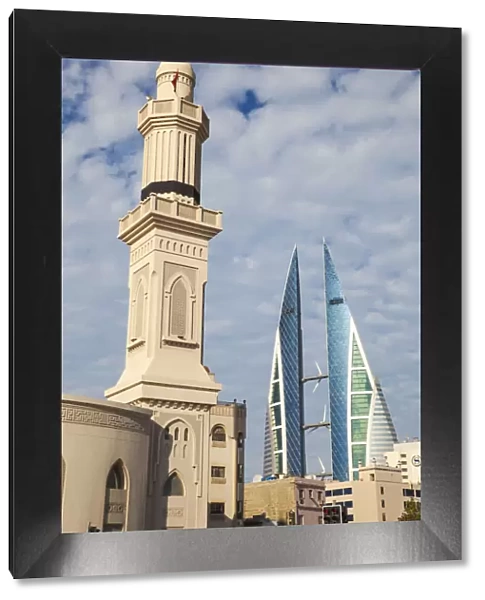 Bahrain, Manama, City Center, Ras Ruman Mosque and Bahrain World Trade Center