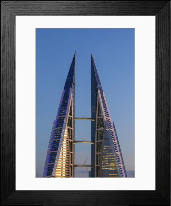Framed Print : Bahrain, Manama, Bahrain Bay, View of Bahrain World Trade Center