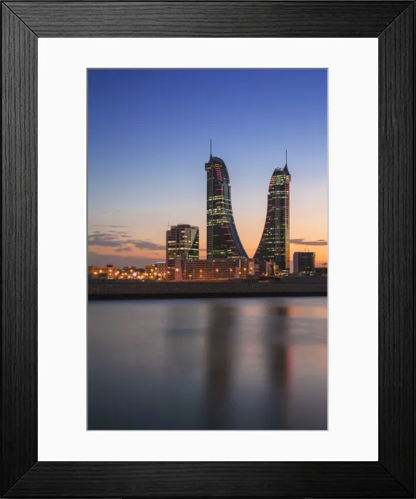 Framed Print : Bahrain, Manama, Bahrain Financial Harbour, Harbour Towers Framed Print : Bahrain, Manama, Bahrain Financial Harbour, Harbour Towers
