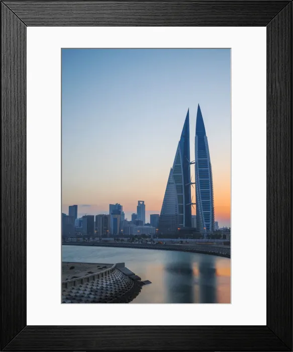 Framed Print : Bahrain, Manama, Bahrain Bay, View of Bahrain World Trade Center Framed Print : Bahrain, Manama, Bahrain Bay, View of Bahrain World Trade Center