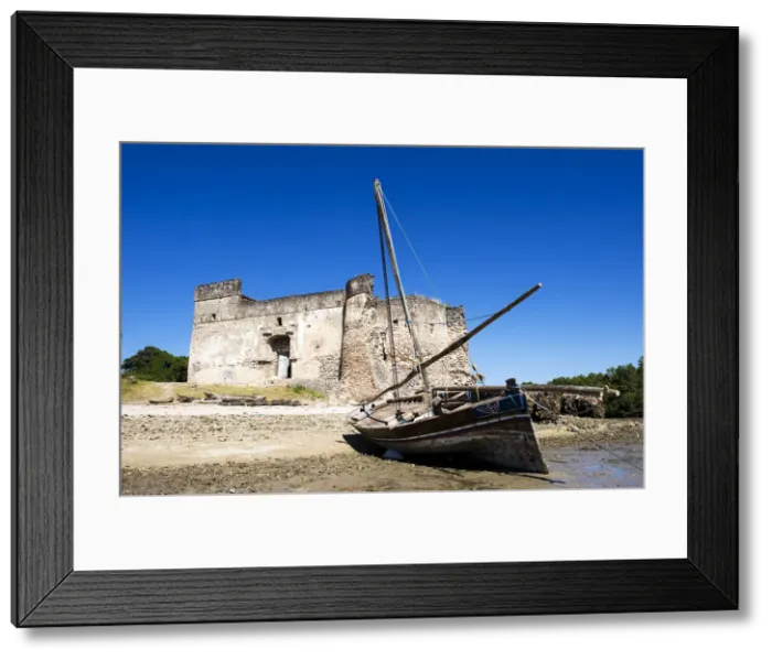 Framed Print : Gerezani an ancient fort with traditional dhow, Kilwa Kisiwani, coast of Tanzania Framed Print : Gerezani an ancient fort with traditional dhow, Kilwa Kisiwani, coast of Tanzania