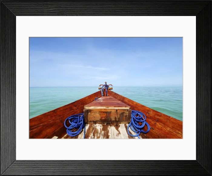 Framed Print : Bow of wooden boat, off east coast of Unguja Island, Zanzibar