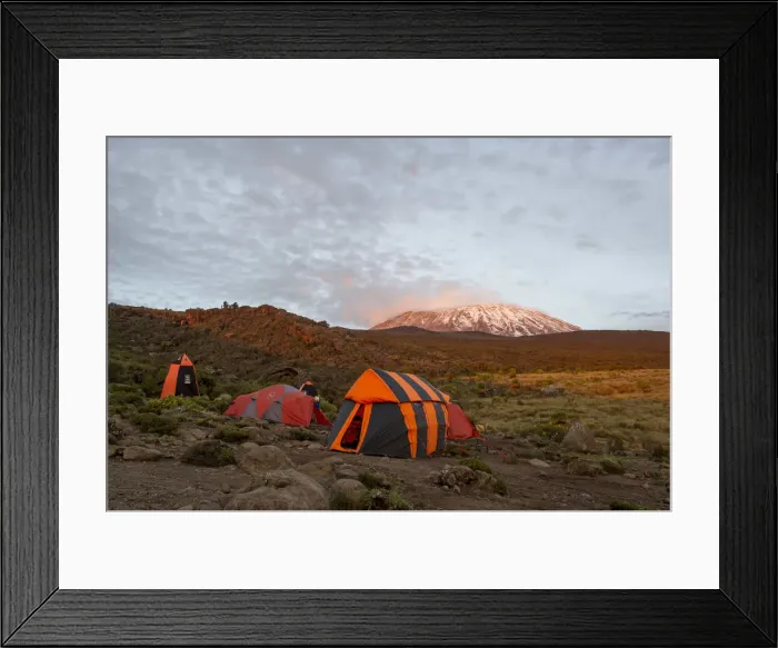 Framed Print : Camping climbing Mount Kilimanjaro, Tanzania