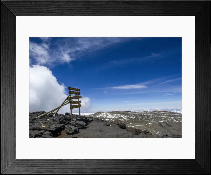 Framed Print : The Summit of Mount Kilimanjaro, Uhuru Peak, at 19, 340ft Framed Print : The Summit of Mount Kilimanjaro, Uhuru Peak, at 19, 340ft