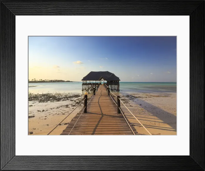 Framed Print : Tanzania. Zanzibar, Jambiani, Beach Resort, Jetty Bar