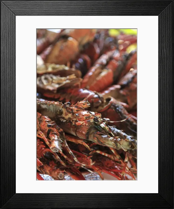 Framed Print : Tanzania. Zanzibar, Kwale Island, seafood local barbeque Framed Print : Tanzania. Zanzibar, Kwale Island, seafood local barbeque
