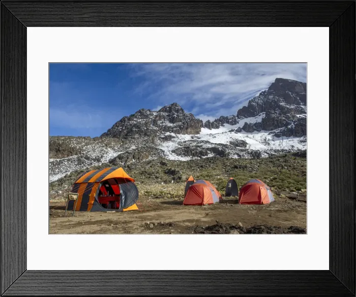Framed Print : Camping climbing Mount Kilimanjaro, Tanzania