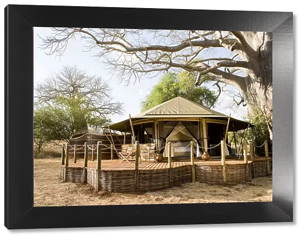 Exterior view of safari lodge room, Tanzania