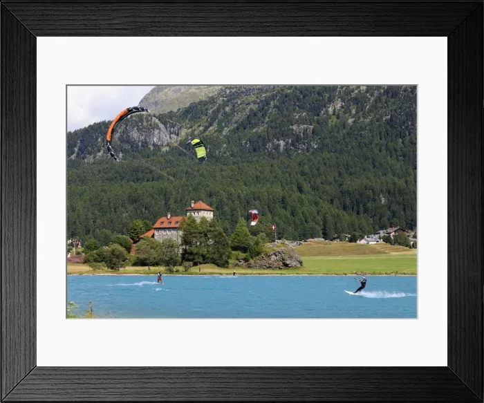 Framed Print : Switzerland, Graubunden, Upper Engadine, St. Moritz, Watersports on Lake Silvaplana Framed Print : Switzerland, Graubunden, Upper Engadine, St. Moritz, Watersports on Lake Silvaplana
