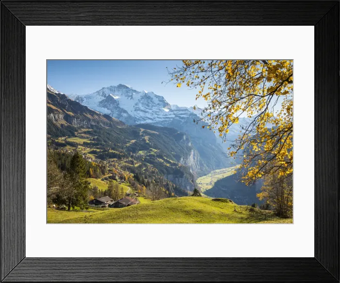 Framed Print : Wengen, and Jungfrau mountain, Berner Oberland, Switzerland Framed Print : Wengen, and Jungfrau mountain, Berner Oberland, Switzerland