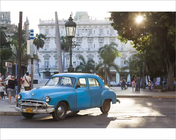 Cuba, Havana, Havana Vieja, detail of 1950s-era US car