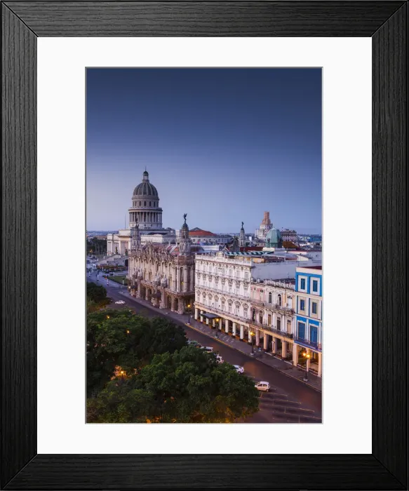 Framed Print : Cuba, Havana, Havana Vieja, the Capitolio Nacional and buildings by the Parque Central Framed Print : Cuba, Havana, Havana Vieja, the Capitolio Nacional and buildings by the Parque Central