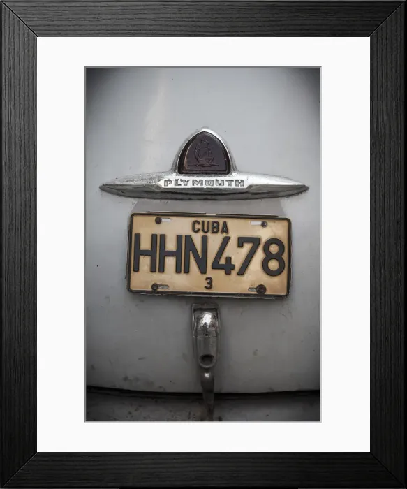 Framed Print : Number plate of classic 50s car, Havana, Cuba Framed Print : Number plate of classic 50s car, Havana, Cuba