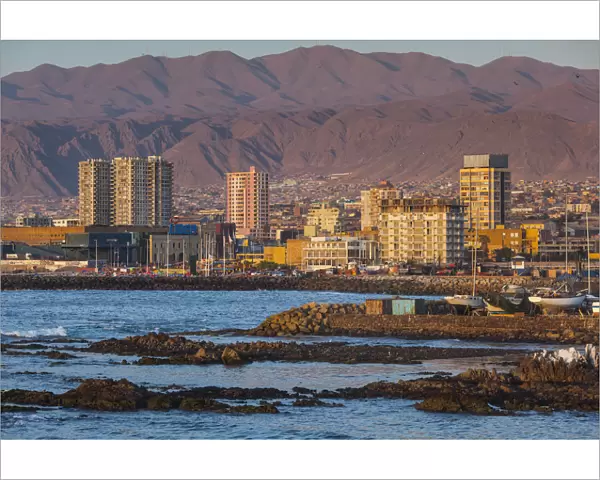 Chile, Antofagasta, harbor view sunset