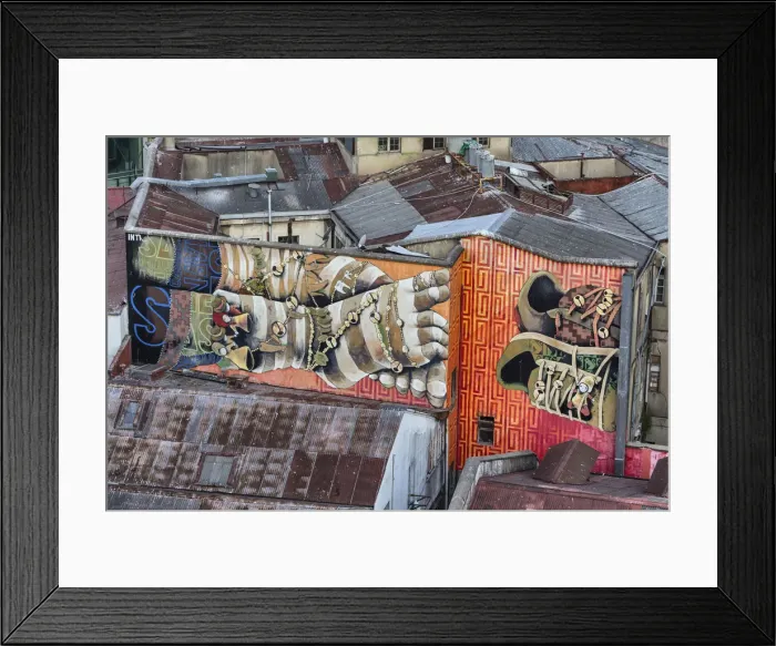 Framed Print : Street in downtown, Valparaiso, Chile Framed Print : Street in downtown, Valparaiso, Chile