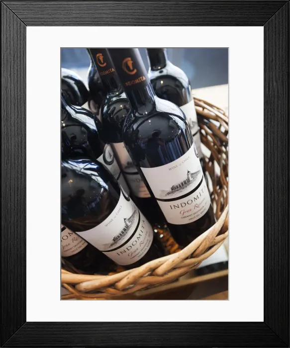 Framed Print : Chile, Casablanca, Vina Indomita winery, wine bottles Framed Print : Chile, Casablanca, Vina Indomita winery, wine bottles