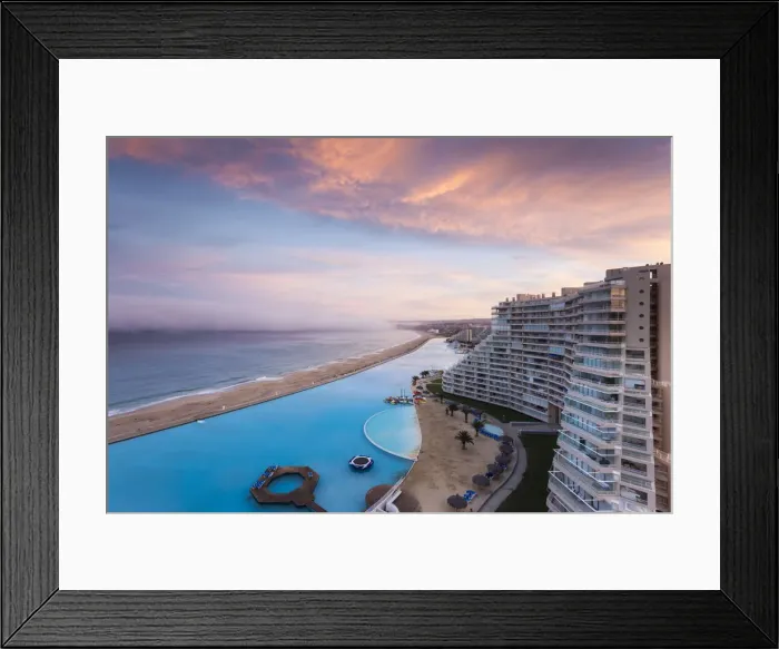 Framed Print : Chile, Algarrobo, San Alfonso del Mar, Worlds largest man-made pool, elevated view
