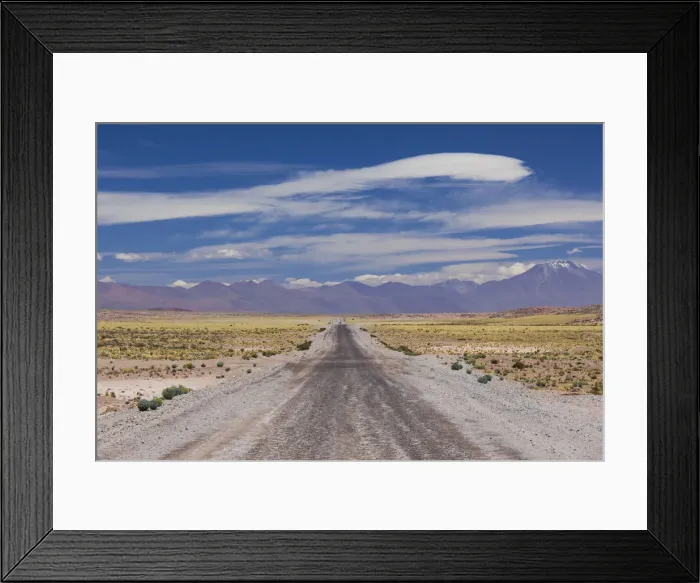 Framed Print : Chile, Atacama Desert, Laguna Miscanti, desert road Framed Print : Chile, Atacama Desert, Laguna Miscanti, desert road