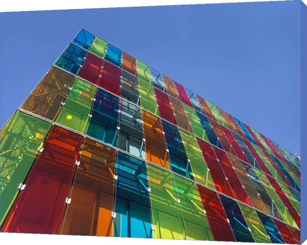 Chile, Santiago, Providencia-area, multi colored commercial building