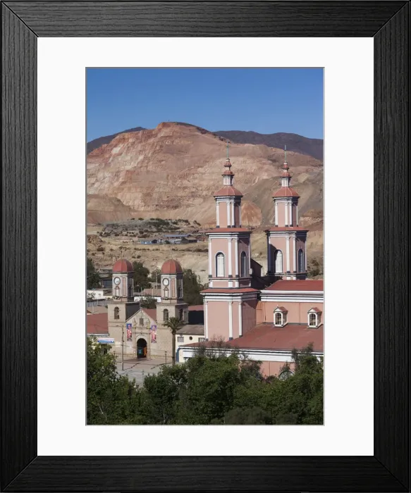 Framed Print : Chile, Andacollo, Templo Grande O Basilica church, elevated view Framed Print : Chile, Andacollo, Templo Grande O Basilica church, elevated view
