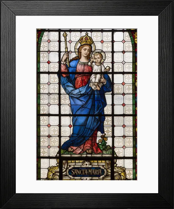 Framed Print : Chile, La Serena, Iglesia Catedral cathedral, stained glass window, Virgin Mary