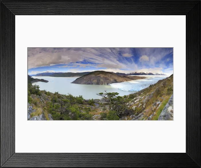 Framed Print : Chile, Patagonia, Torres del Paine National Park (UNESCO Site), Lake and Glacier Grey Framed Print : Chile, Patagonia, Torres del Paine National Park (UNESCO Site), Lake and Glacier Grey